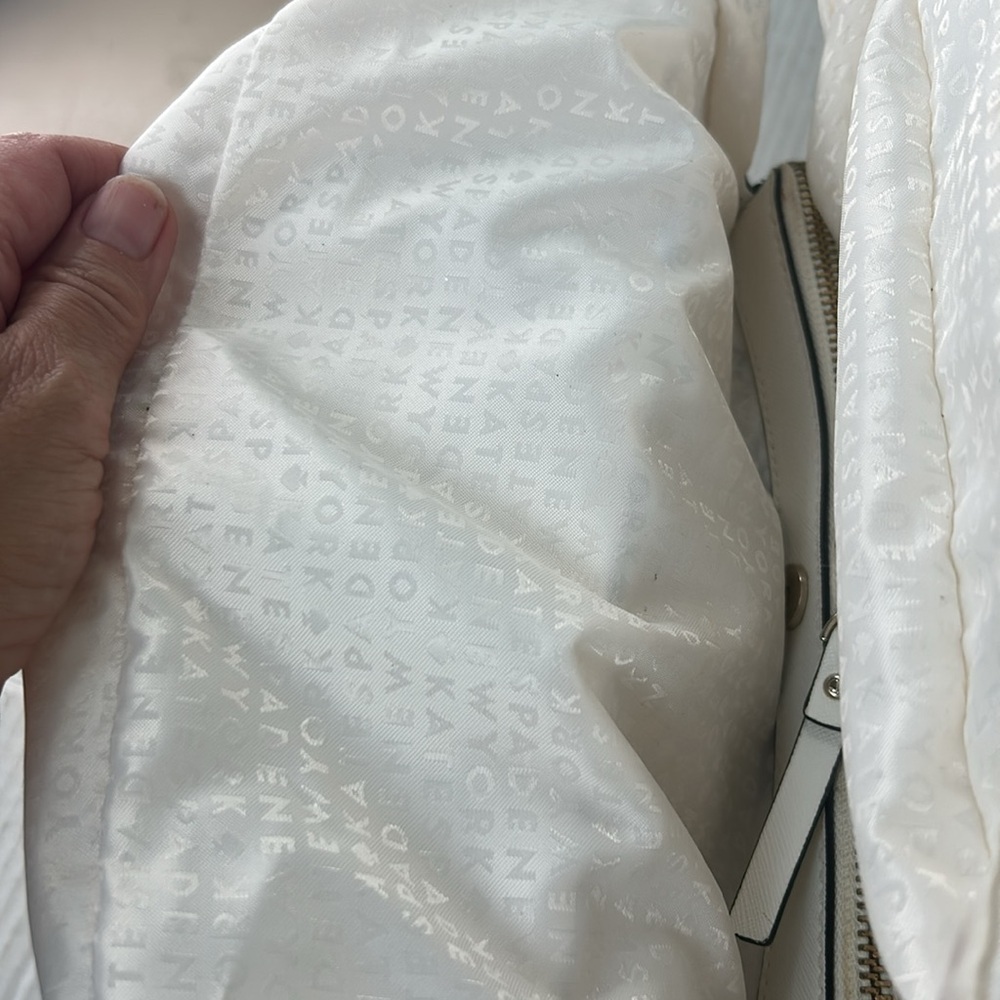 Kate Spade Laurel Way Evangelie Tote Cream Nude Black Straps Gold Satchel Bag - Picture 12 of 14